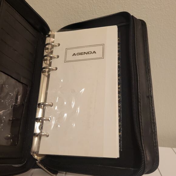 Vintage Bellino Black Leather Goods Planner BINDER Portable 6 Ring 8 x 5.5 inch - Picture 7 of 11